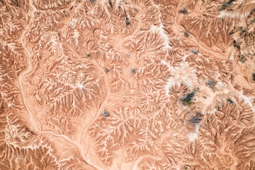 Fototapeta premium Aerial view of colombia's rugged Tatacoa desert landscape
