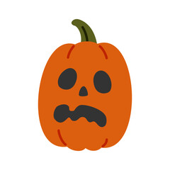 Cute Halloween Pumpkin with Sad Face Vector

