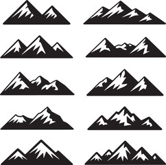 Mountain warning and safety icon set in vector design