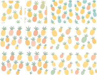 Pastel Pineapple Seamless Pattern Collection.