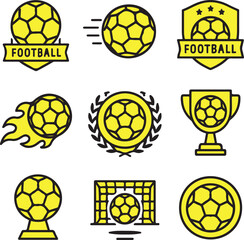 Collection of Stylish Yellow Football Logos and Icons
