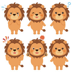 ライオンのキャラクターイラスト　表情セット