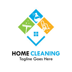Home cleaning logo template illustration