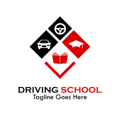 Driving school design logo template illustration