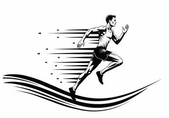 Fototapeta premium Athlete Sprinting with Motion Trail Illustration