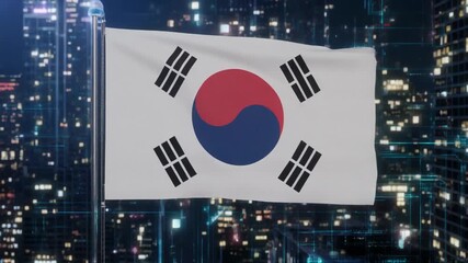 south korea flag with map