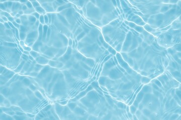 Light Blue Water Surface with Gentle Ripples and Sunlight Reflections for Pool, Summer, Nature, and Clean Abstract Background Use
