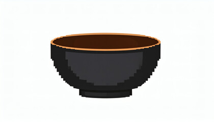 8-bit retro style dark bowl isolated on white background pixel art minimalist vintage game inspired decorative design concept illustration