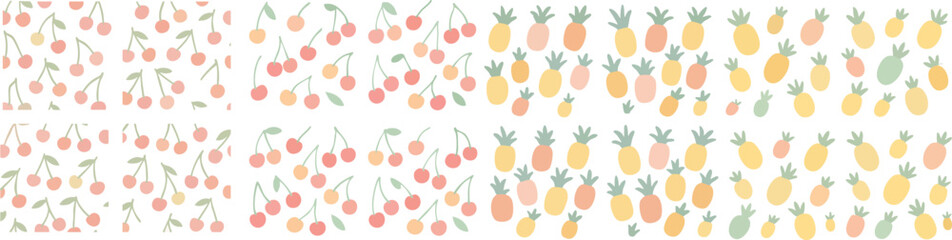 Obraz premium Seamless Pattern with Cherries and Pineapples.