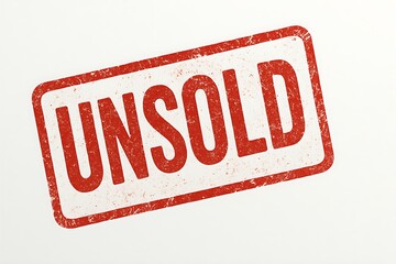 Red unsold rubber stamp text on light background for business or sales concept