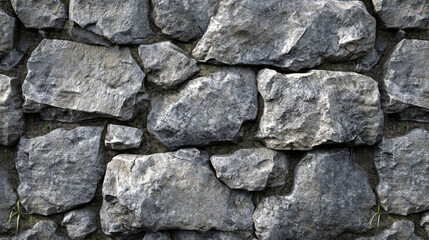 A textured stone wall with small plants growing in the crevices