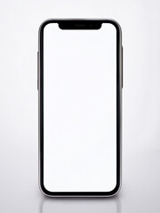 Black smartphone isolated on white background for tech use
Sleek phone with blank screen for digital interface concept
