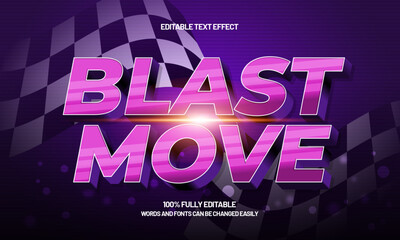 blast move editable text effect with a race and finish text style