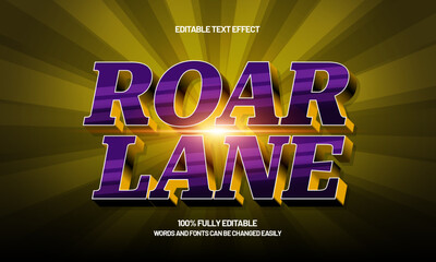 roar lane editable text effect with a race and finish text style