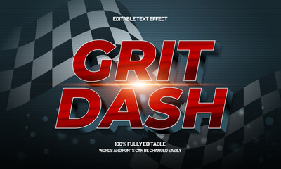 grit dash editable text effect with a race and finish text style