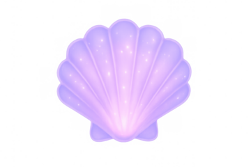 Purple shell with glowing center isolated on transparent background, perfect for fantasy or marine-themed projects