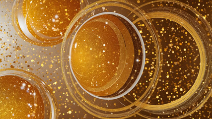 Elegant Gold Spheres with Glittering Bokeh Effect