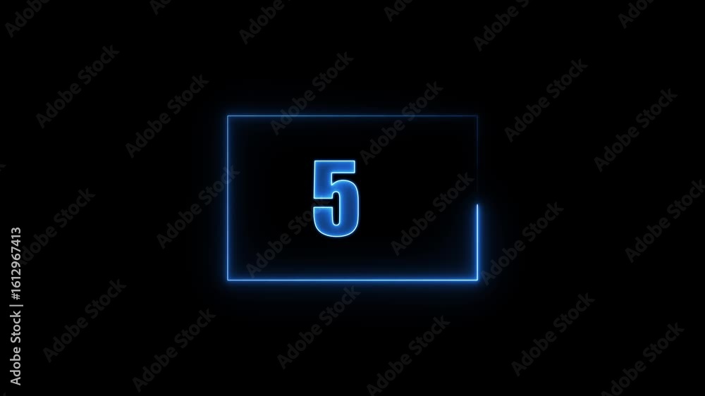 Poster ten to zero countdown neon box animation running animated numbers 10-0, 10 to 0 second modern digita
