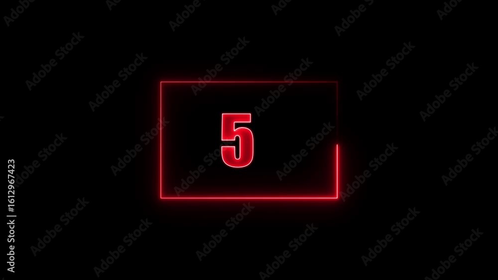 Poster ten to zero countdown neon box animation running animated numbers 10-0, 10 to 0 second modern digita