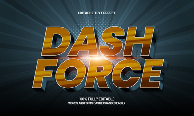 dash force editable text effect with a race and finish text style