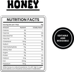 Fototapeta premium Honey Nutrition Facts - Editable and Resizable in Vector format