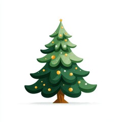 Bright green Christmas tree adorned with ornaments and a star, suitable for festive celebrations and decorations