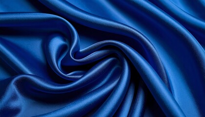 Obraz premium Deep blue satin fabric folds