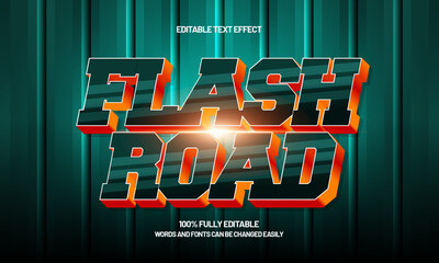 flash road editable text effect with a race and finish text style