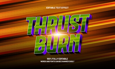 thrust burn editable text effect with a race and finish text style