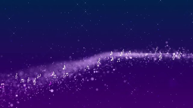 blue digital equalizer musical notes rising, audio sound waves on black background, stereo sound effect signal Singing and dancing performance particle lighting show annual award presentation stage