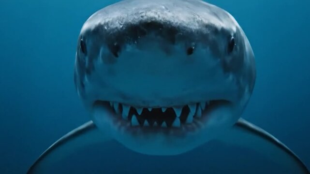 requin ouvrant sa gueule sur la cam&eacute;ra