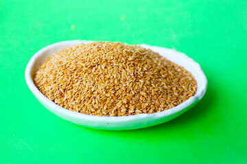 Organic golden flaxseeds, rich in omega-3, fiber, and antioxidants