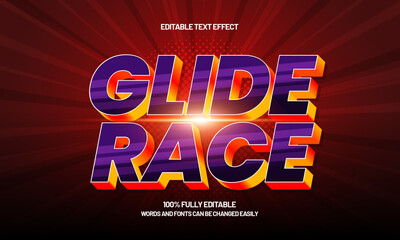 glide race editable text effect with a race and finish text style