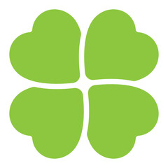 Four-leaf clover silhouette symbol icon shape, illustration of green four leaf cloverleaf, isolated on white