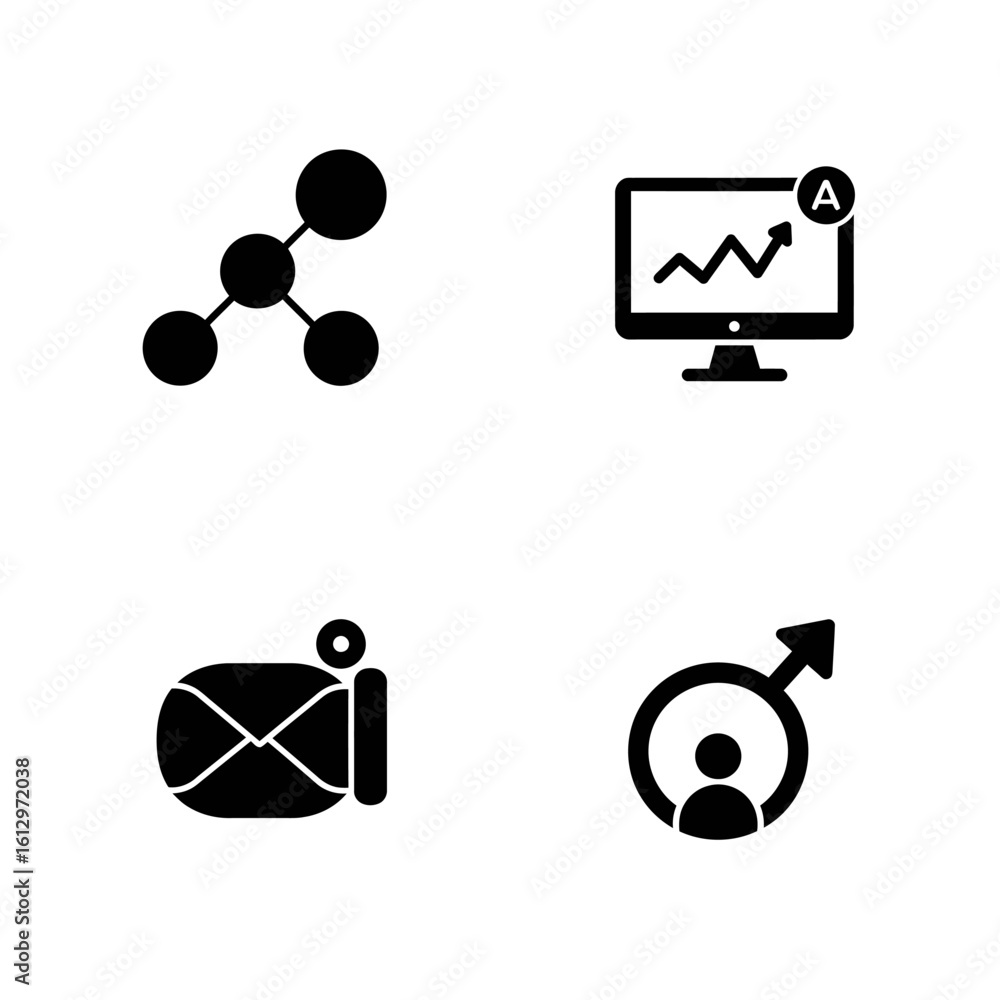 Poster set of four simple black icons for web design