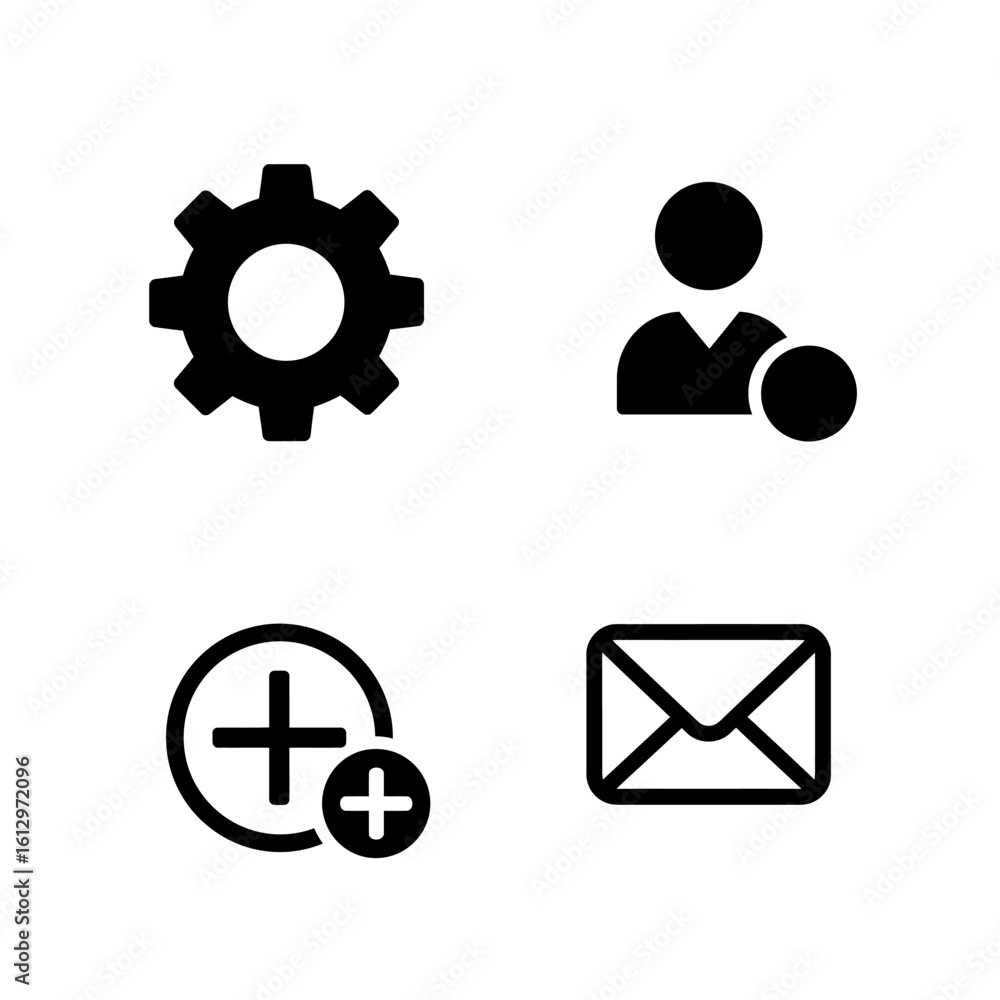 Poster simple black user interface icons set