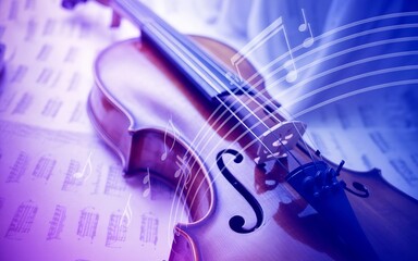 Fototapeta premium Violin music instrument orchestra symphony classical concert stringed instrument performance