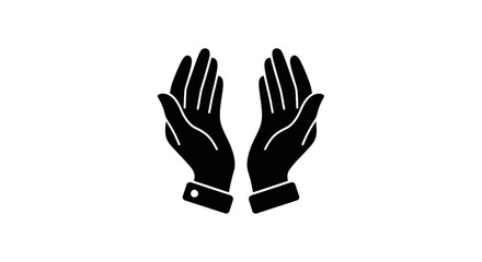 Obraz premium Silhouette of two hands raised in prayer, a simple graphic representation of supplication.