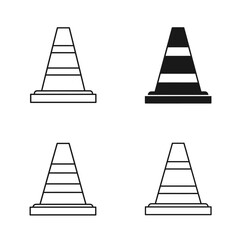 Traffic Cone Icons Set Road Safety Construction Black and White
