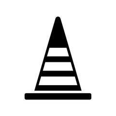 Black and White Traffic Cone Icon for Construction or Safety
