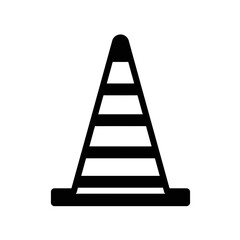 Simple Black and White Traffic Cone Icon for Road Safety and Construction
