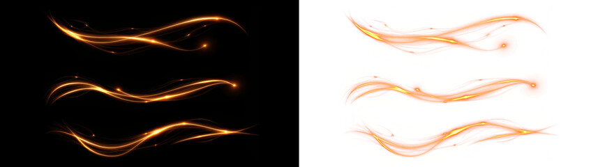 Realistic, effect, beam, curve, glowing — glowing swirl PNG with transparent Overlay style. Use this golden PNG for energy motion effects and luminous vector decoration.