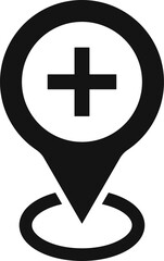 hospital location icon. medical cross symbol. healthcare and medicine. representing a healthcare facility hospital location. medical service point