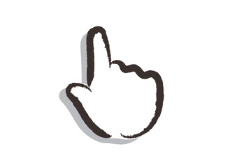 筆で描いた、アイコン「クリック（手、誘導、ウェブ）」, Brush-drawn icon 