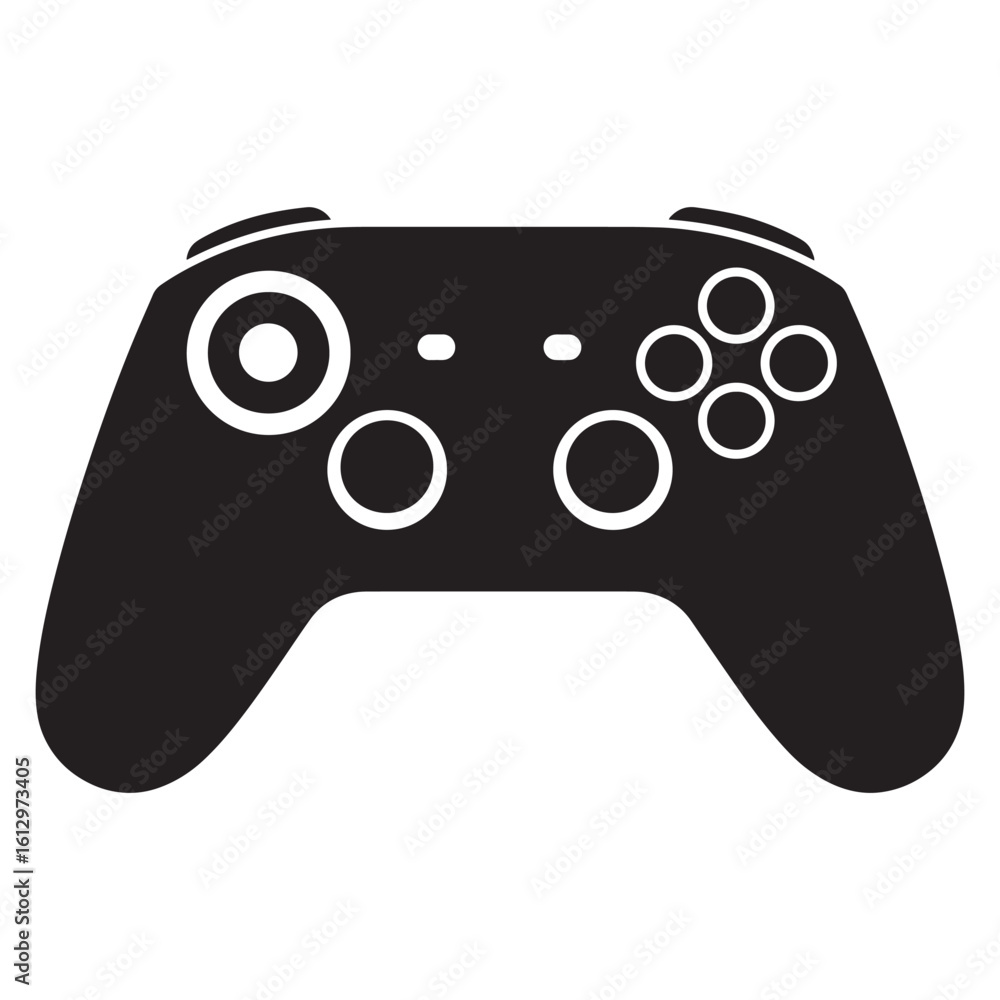 Poster vector illustration of a simple black and white video game controller design