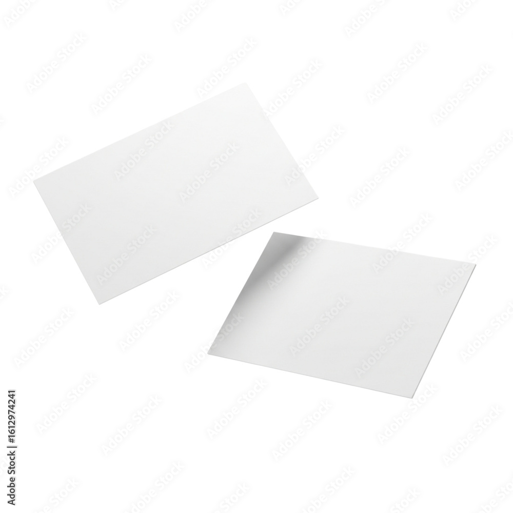 Poster clean 3d render of two isolated rectangular cards, perfect for business card mockups and stationery 