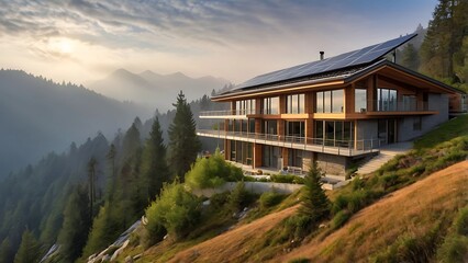 Obraz premium Elevated House in Lush Mountain Landscape
