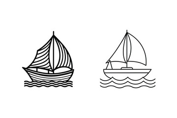 Sailboats on wavy water sailing waves