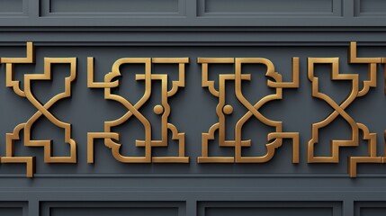 Gold Geometric Pattern on Gray Wall