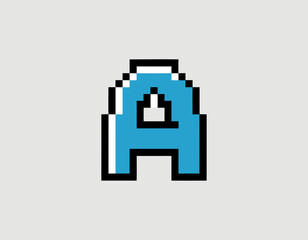 Obraz premium Pixel art letter A with cursor, retro gaming style.